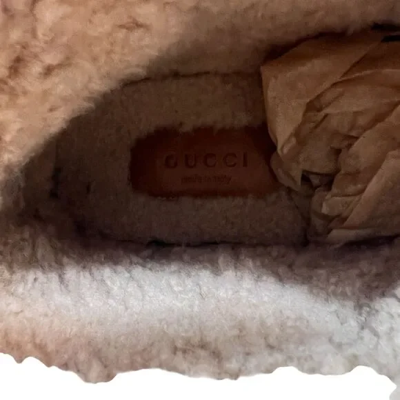 Gucci GG Monogram Wool Shearling Boots Beige Tan Women’s Size EUR 39.5 Horsebit - Picture 14 of 16